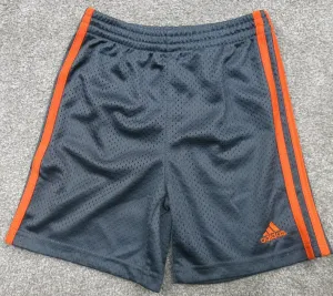 Adidas Athletics Shorts Boys Size 4 Gray Orange Mid Rise Stitch Logo Shorts