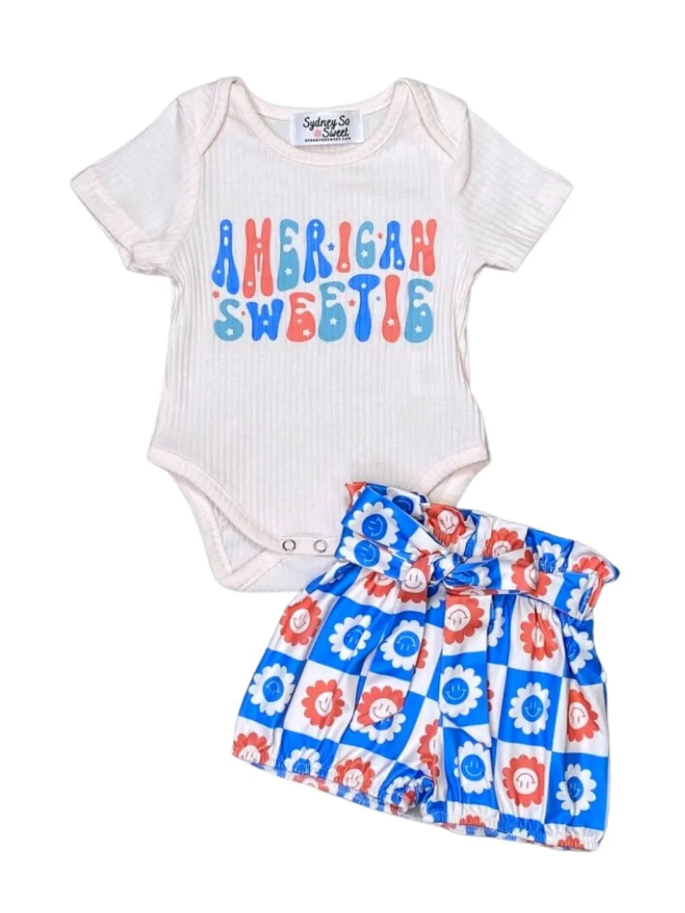 American Sweetie Red & Blue Baby Girls Patriotic Two Piece Outfit