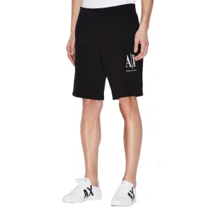 Black Solid Color Drawstring Sport Shorts