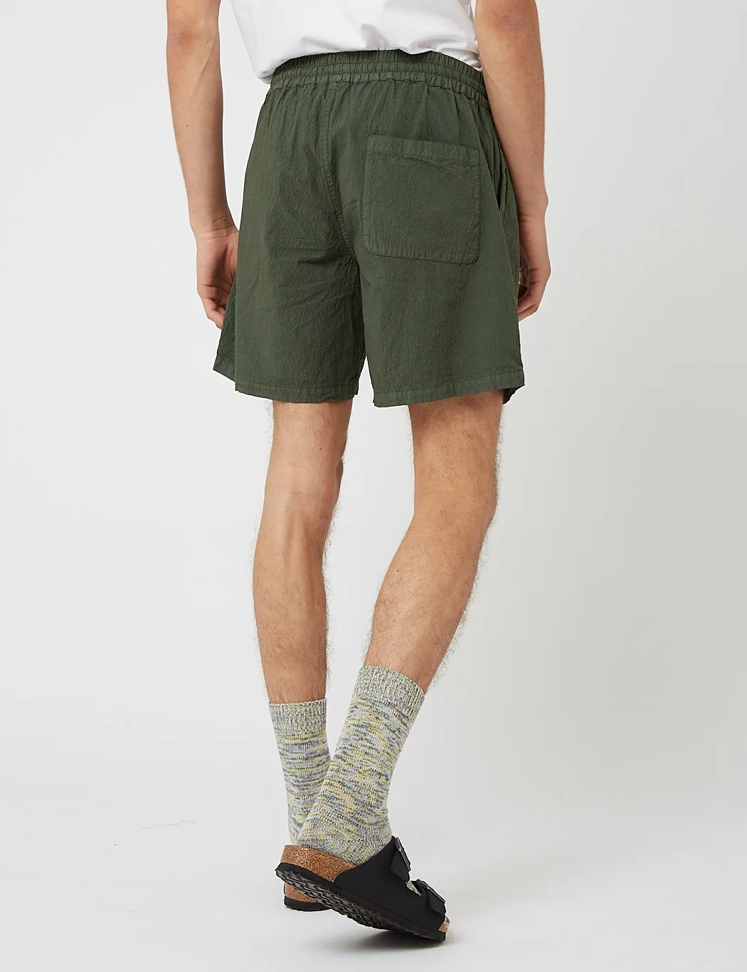 Bhode Drawstring Shorts (Seersucker) - Bottle Green