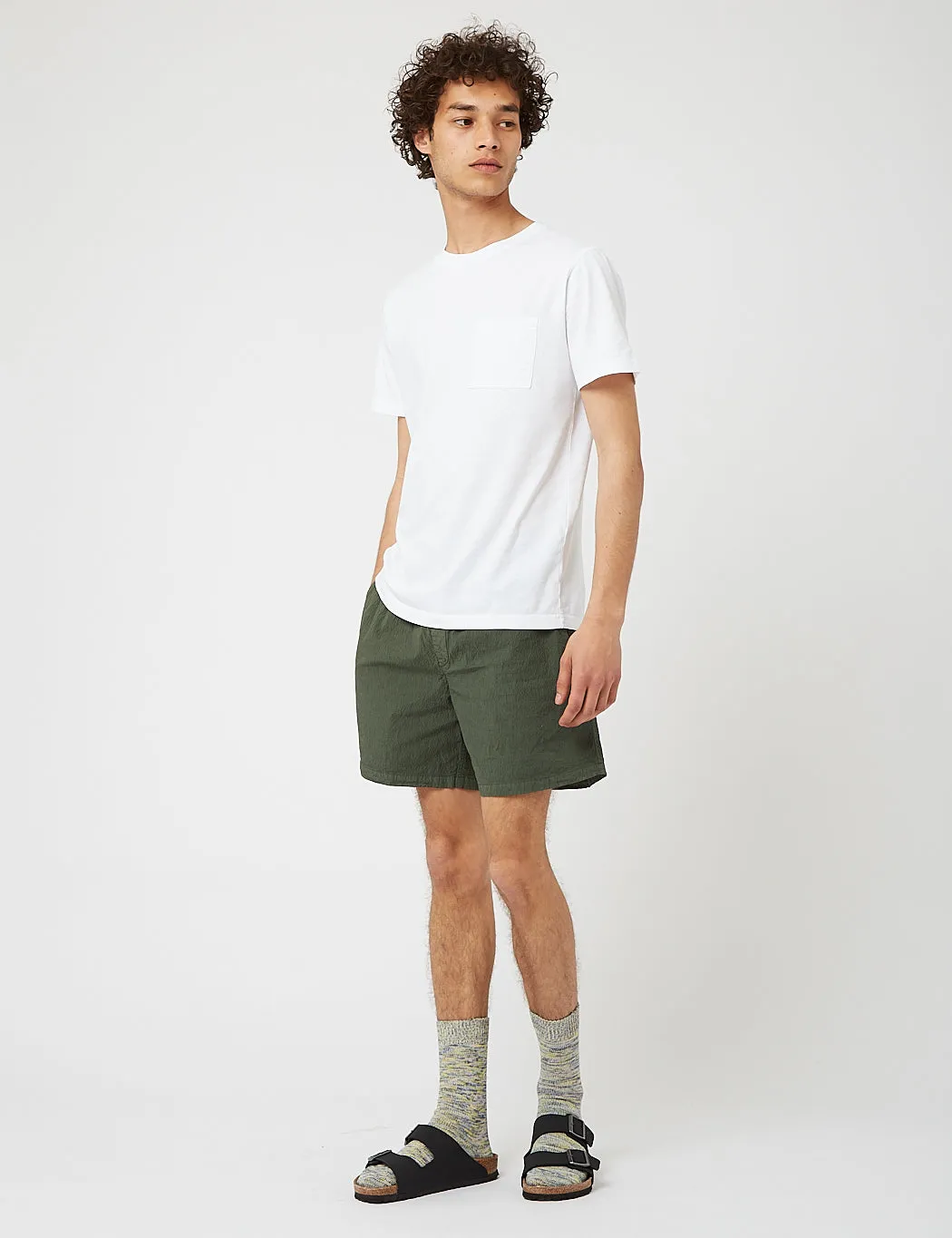 Bhode Drawstring Shorts (Seersucker) - Bottle Green