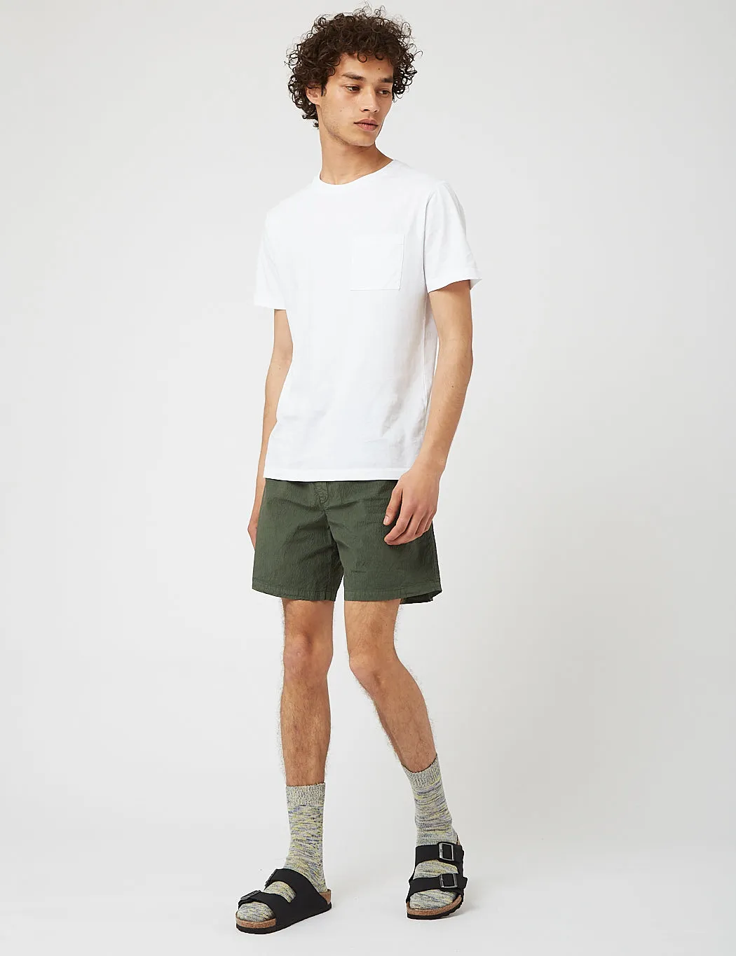 Bhode Drawstring Shorts (Seersucker) - Bottle Green