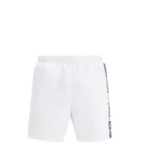 BOSS White Swim Shorts With Heat-Sealed Logo Print