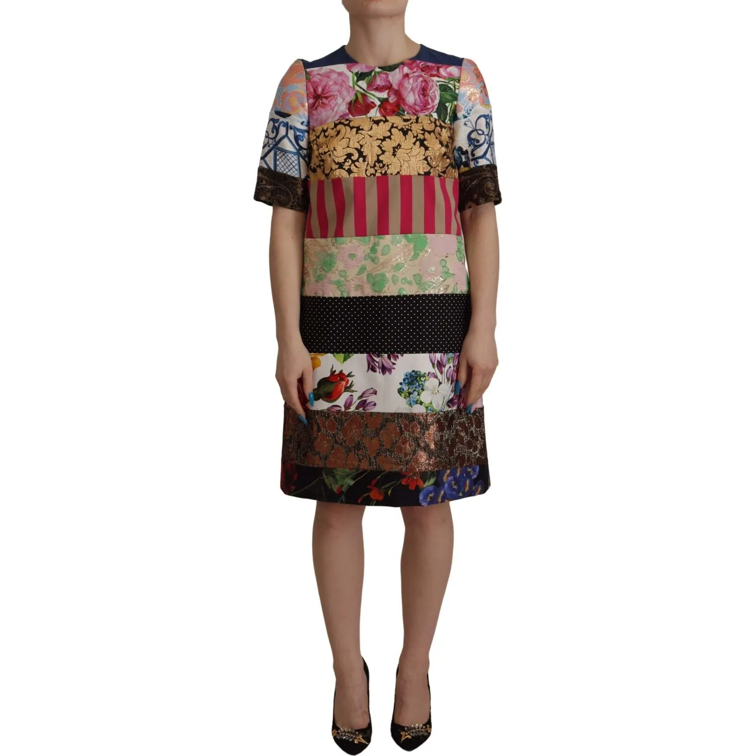 Dolce & Gabbana Patchwork Sheath Mini Dress - Multicolor Elegance