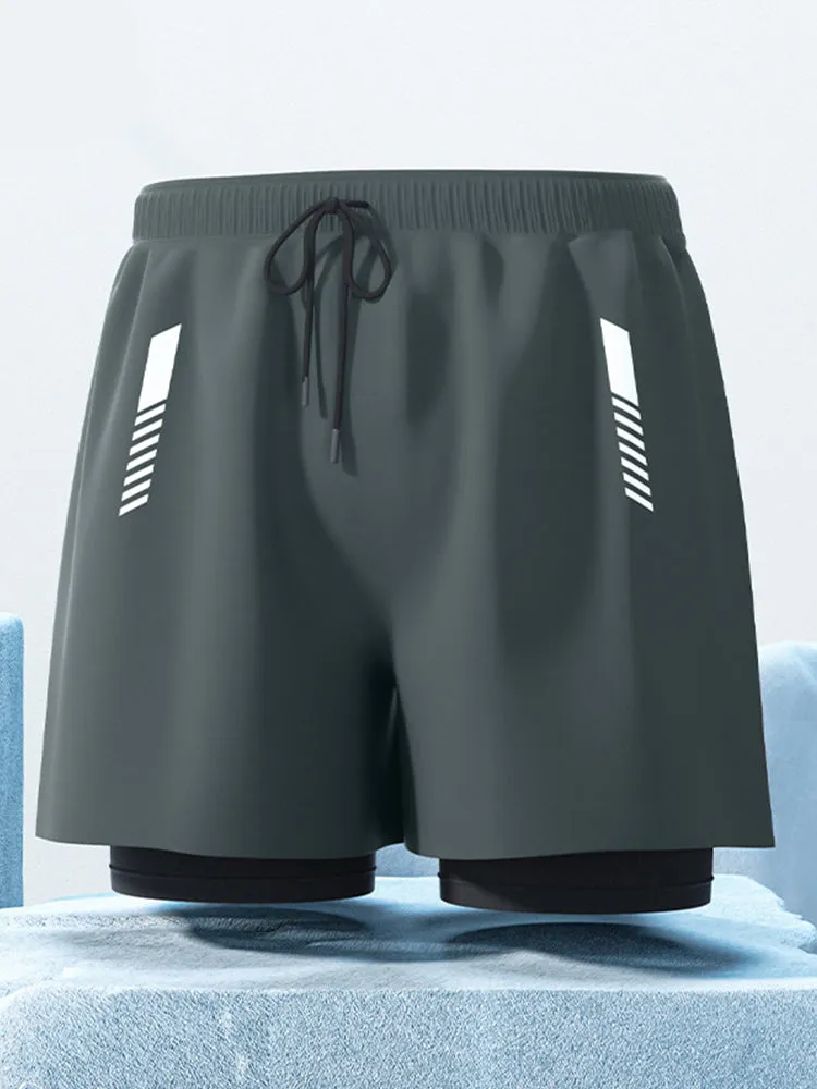 Double Layer Men's Boxer Swimming Trunks