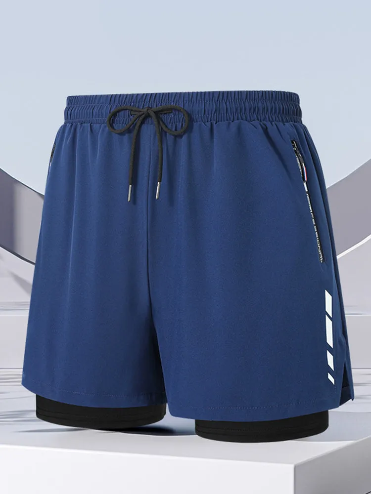 Double Layer Men's Boxer Swimming Trunks