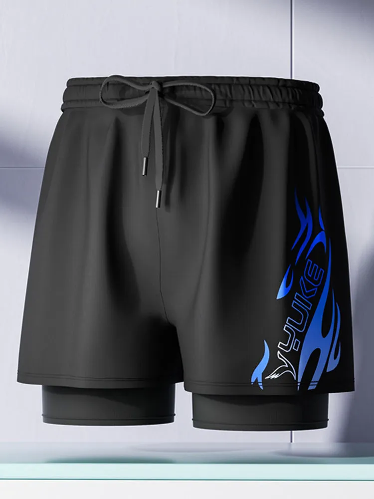 Double Layer Men's Boxer Swimming Trunks