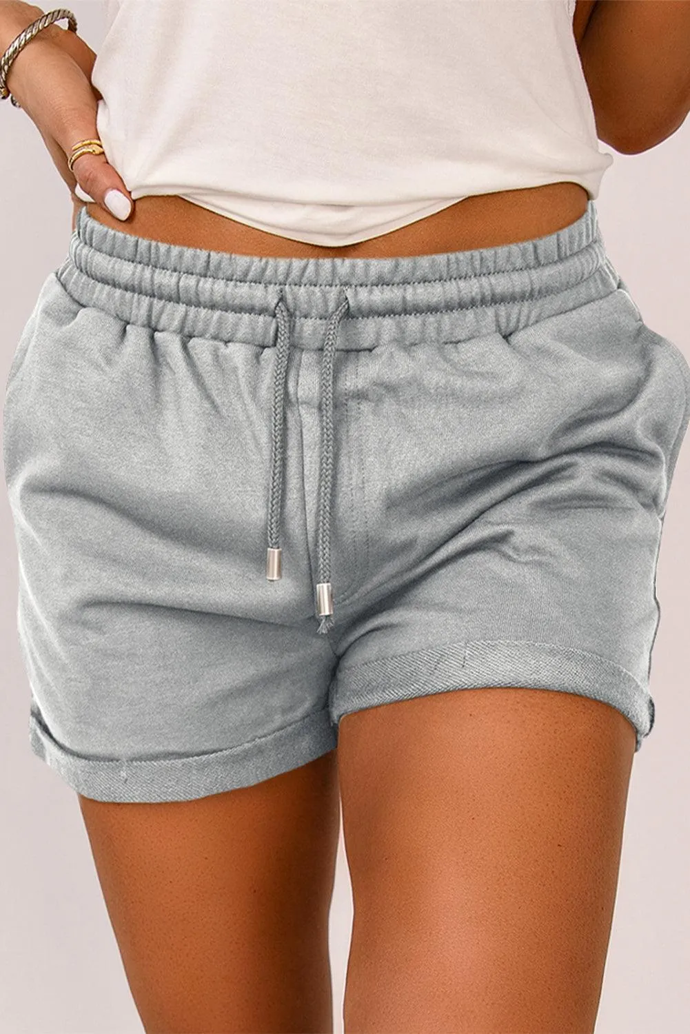 Drawstring Waist Cuffed Shorts