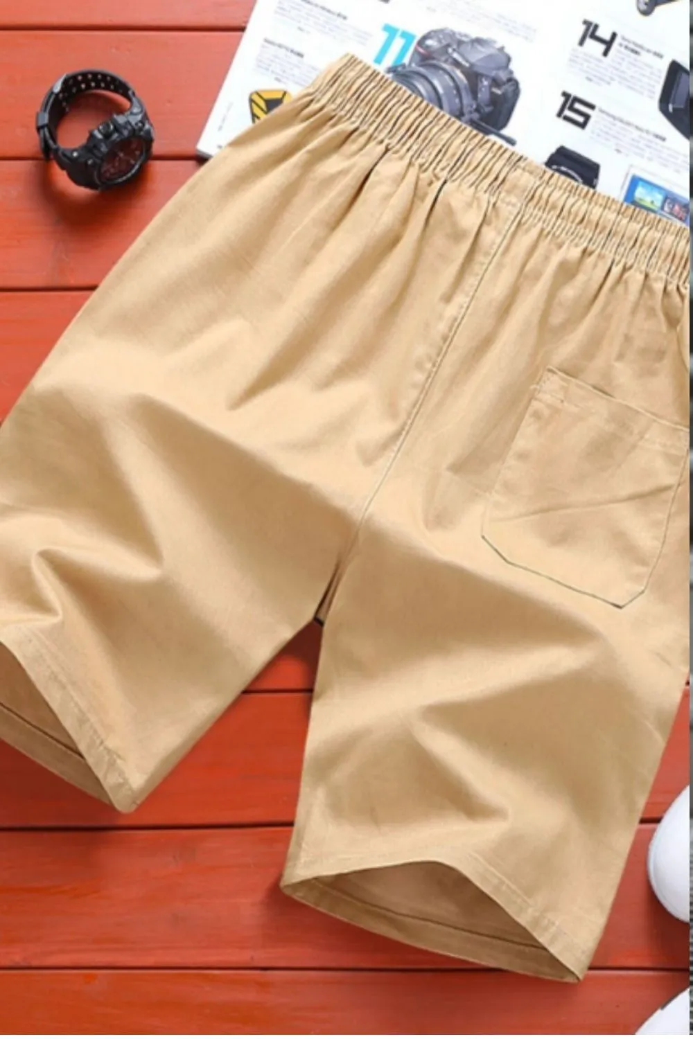 Drawstring Waist Slant Pocket Shorts