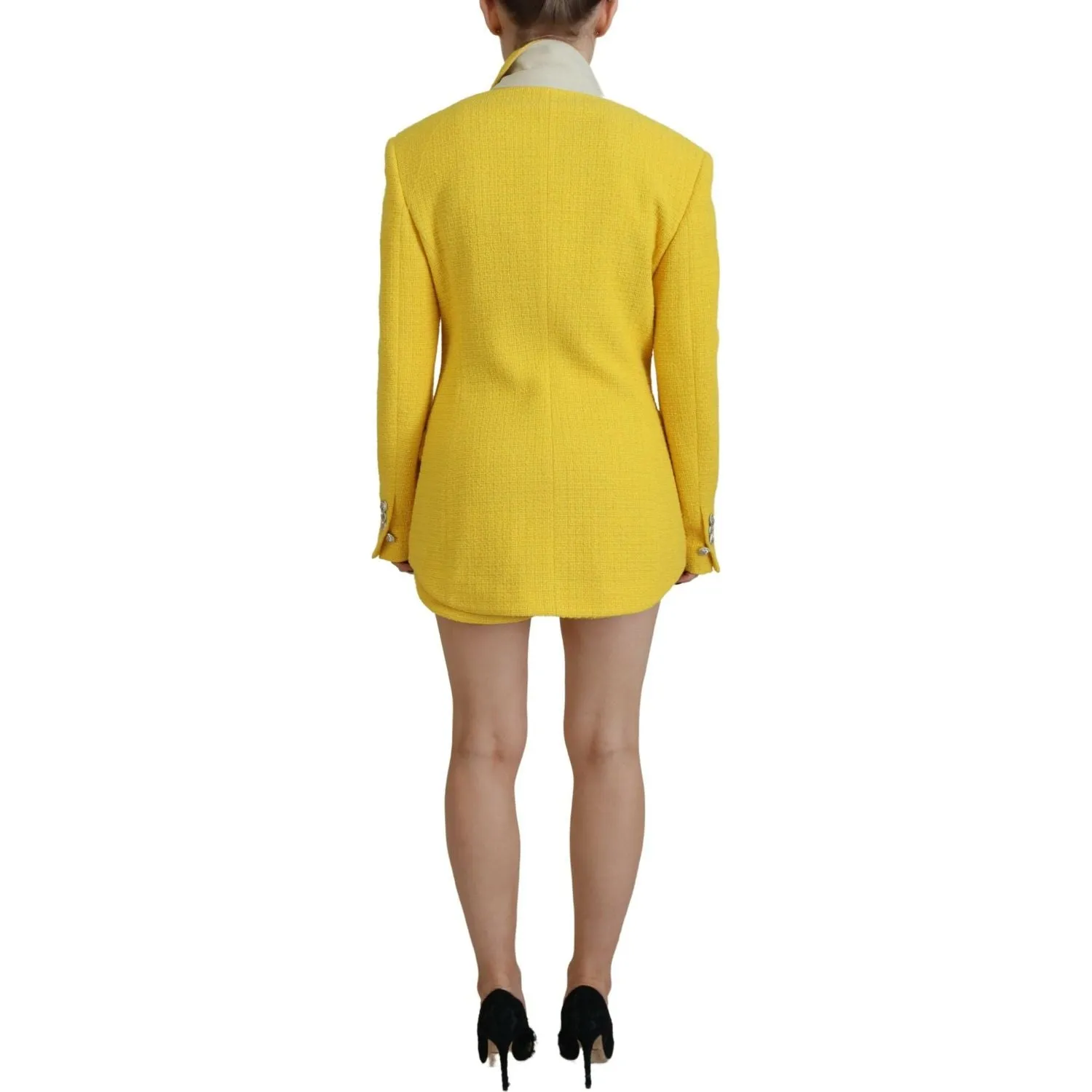 Dsquared² Yellow Peak Double Breasted Suit Blazer Short Set