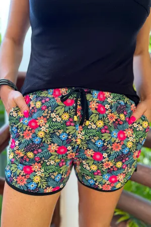 Falling for Floral Drawstring Everyday Shorts