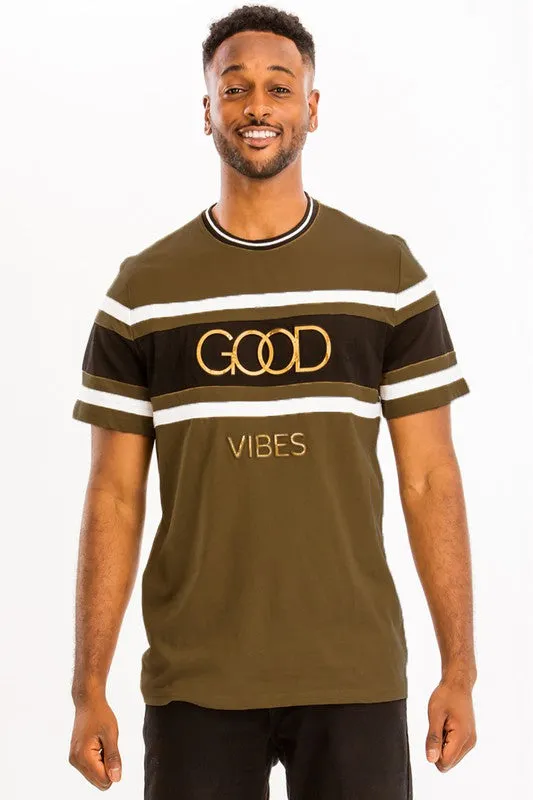 Good Vibes 3D Design Print Gold Foil