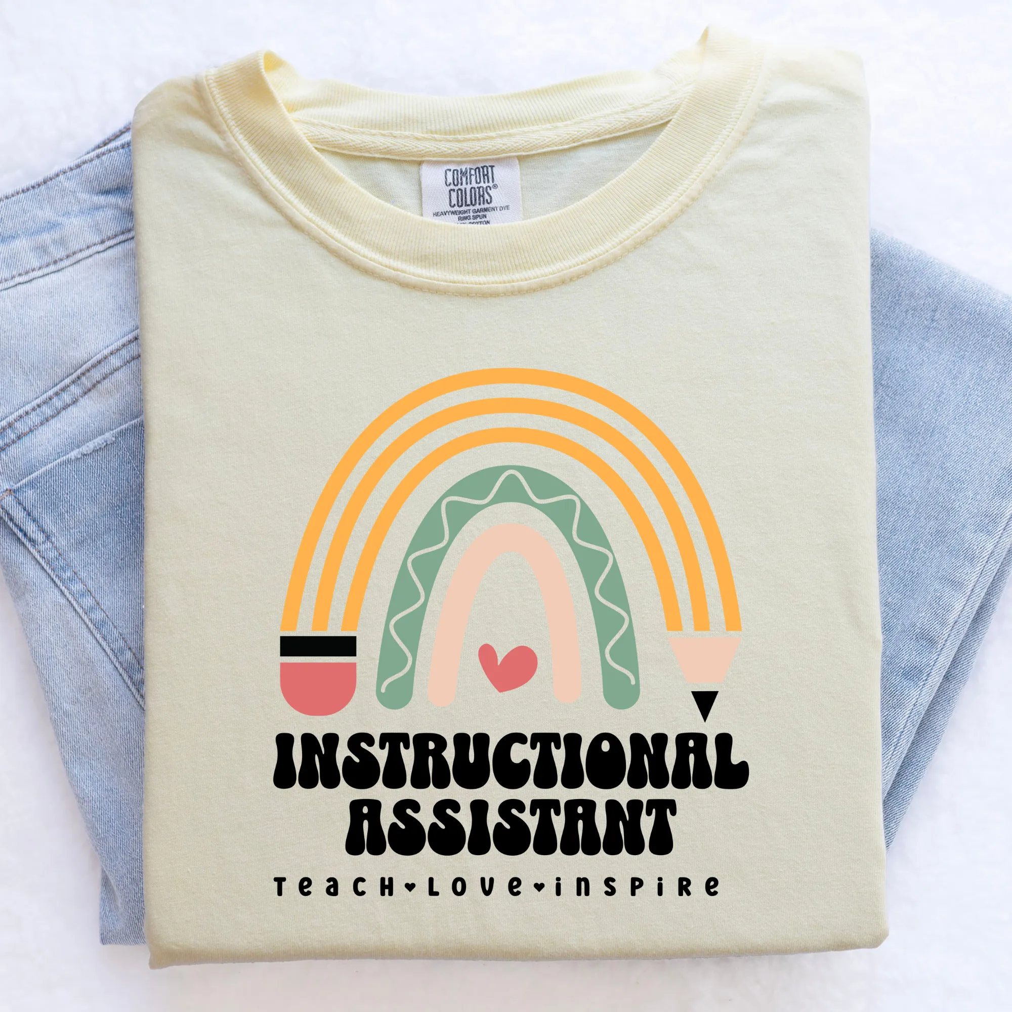 Instructional Assistant Shirt with Pencil Rainbow