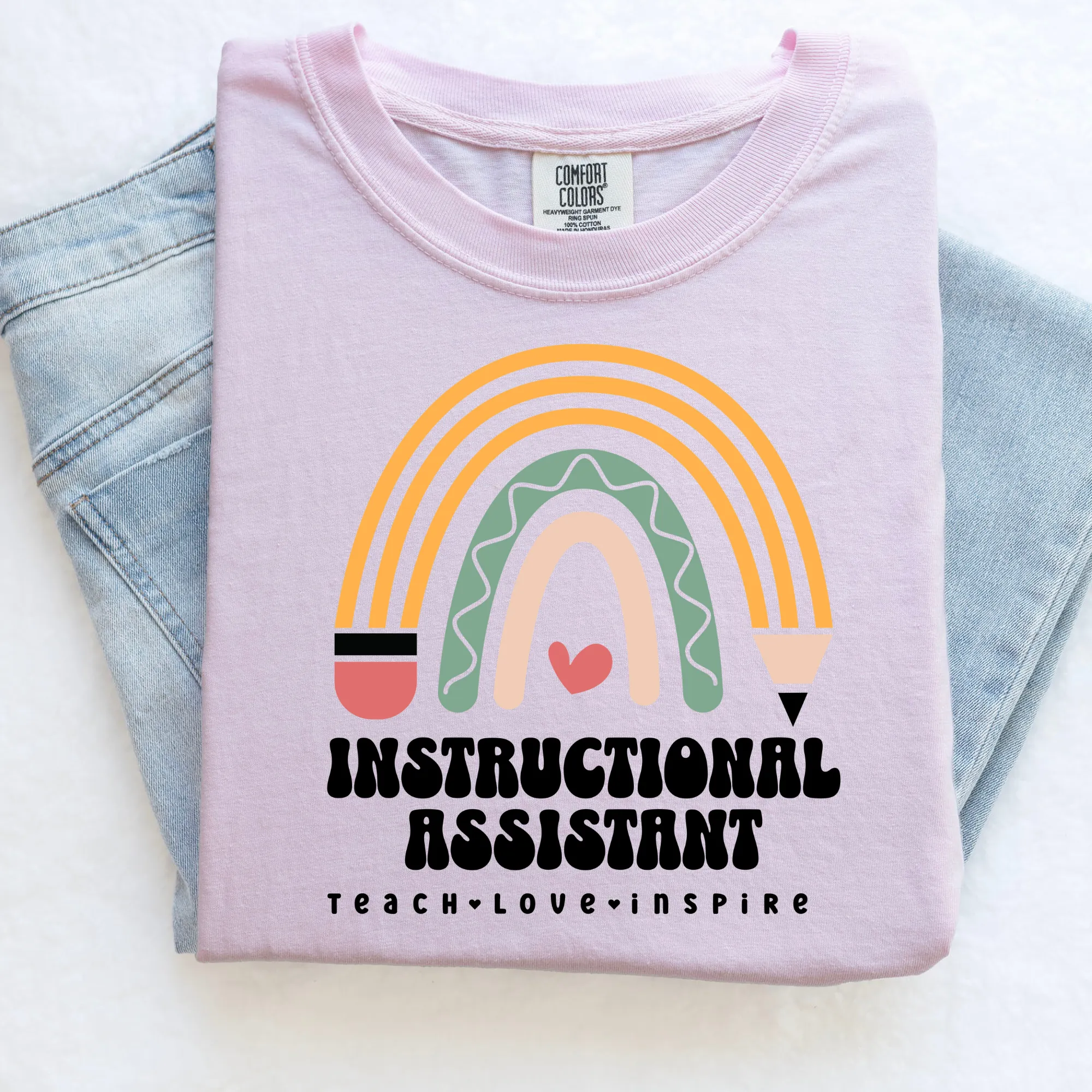 Instructional Assistant Shirt with Pencil Rainbow