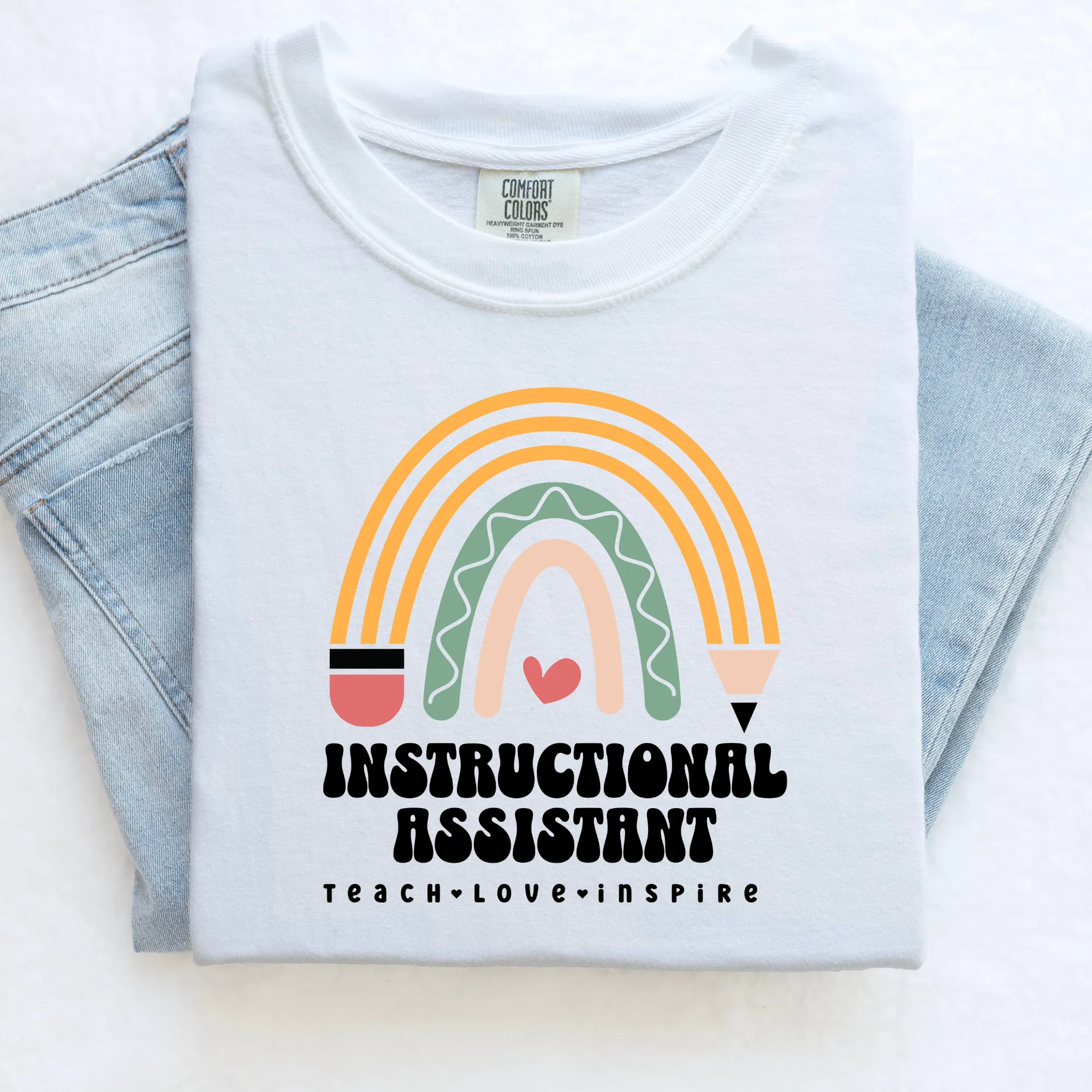 Instructional Assistant Shirt with Pencil Rainbow