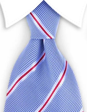 Light Blue and Red Striped 4" Wide Necktie