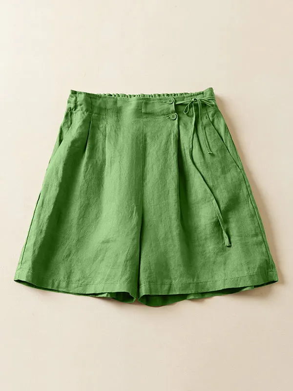 Loose Elasticity Solid Color Shorts Bottoms