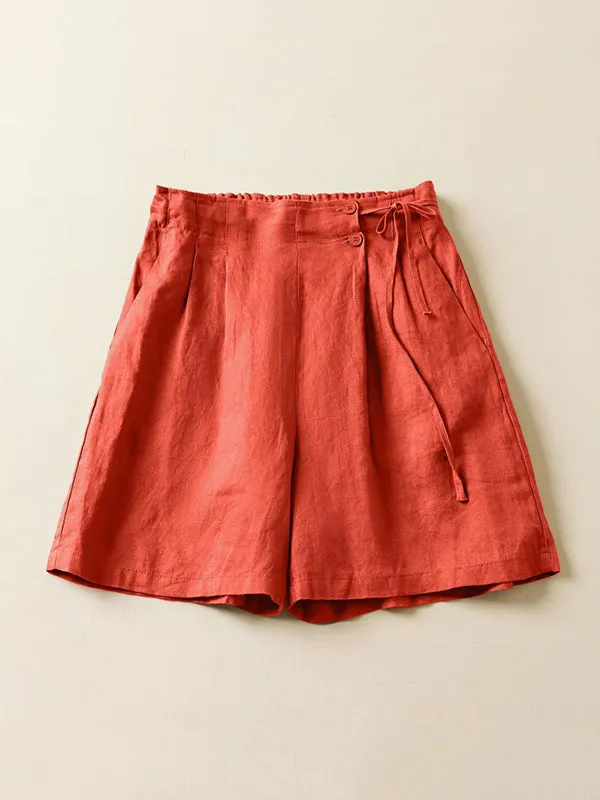 Loose Elasticity Solid Color Shorts Bottoms