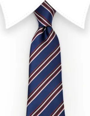 Navy Blue, Red and White Striped Tie