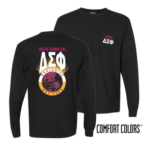 New! Delta Sig Comfort Colors Retro Worldwide Long Sleeve Tee