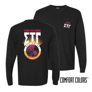 New! Sig Tau Comfort Colors Retro Worldwide Long Sleeve Tee