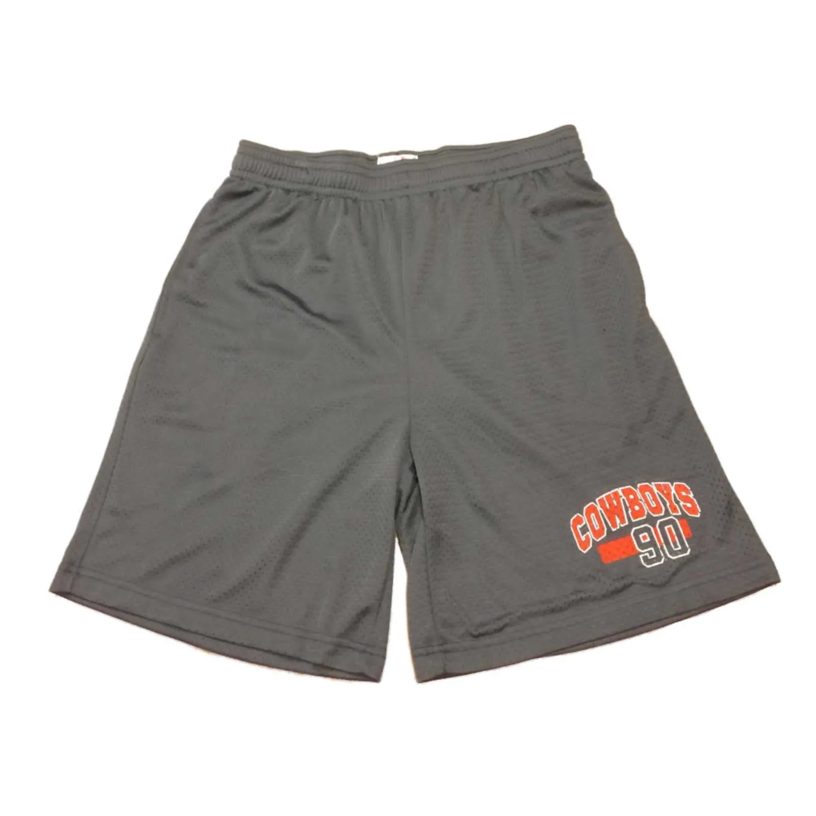 OSU Cowboys Charcoal Gray Mesh Drawstring Athletic Shorts with Pockets (L)