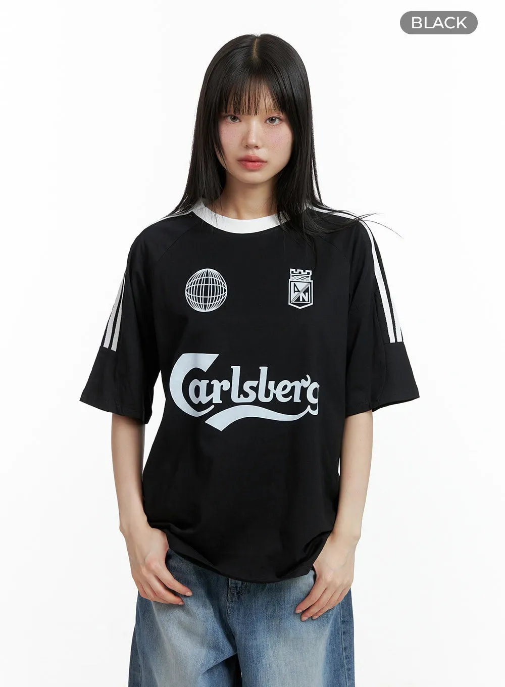 Oversized Blokette Cotton Graphic T-Shirt CL402