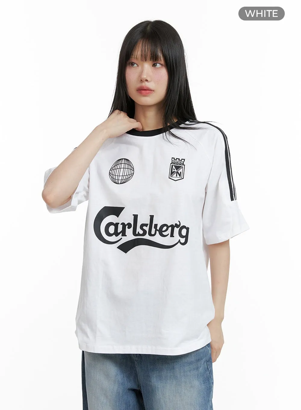 Oversized Blokette Cotton Graphic T-Shirt CL402