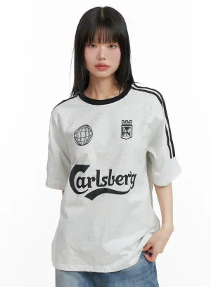 Oversized Blokette Cotton Graphic T-Shirt CL402