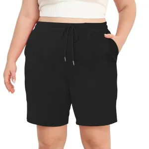 Pocket Solid Drawstring Elastic Sporty Short