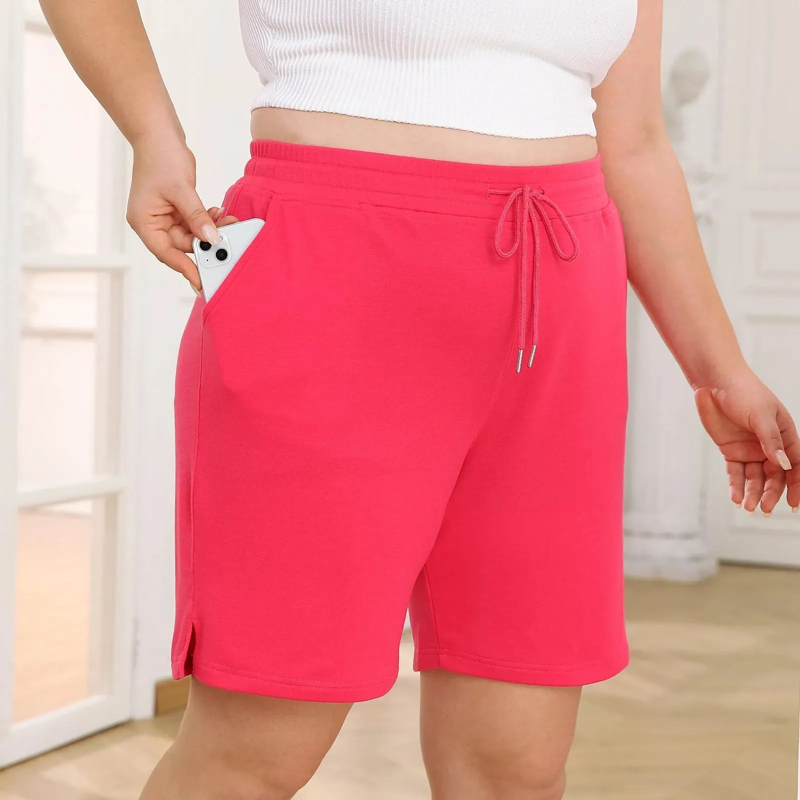 Pocket Solid Drawstring Elastic Sporty Short