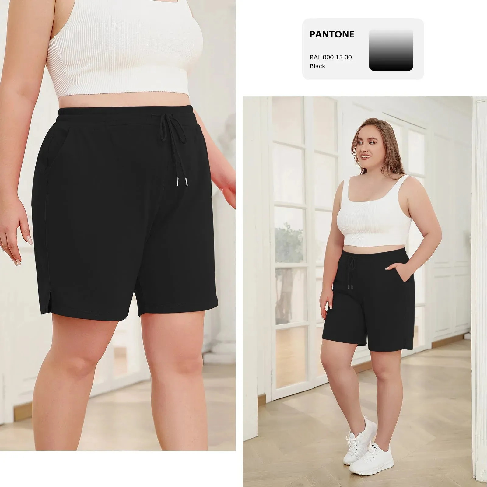 Pocket Solid Drawstring Elastic Sporty Short