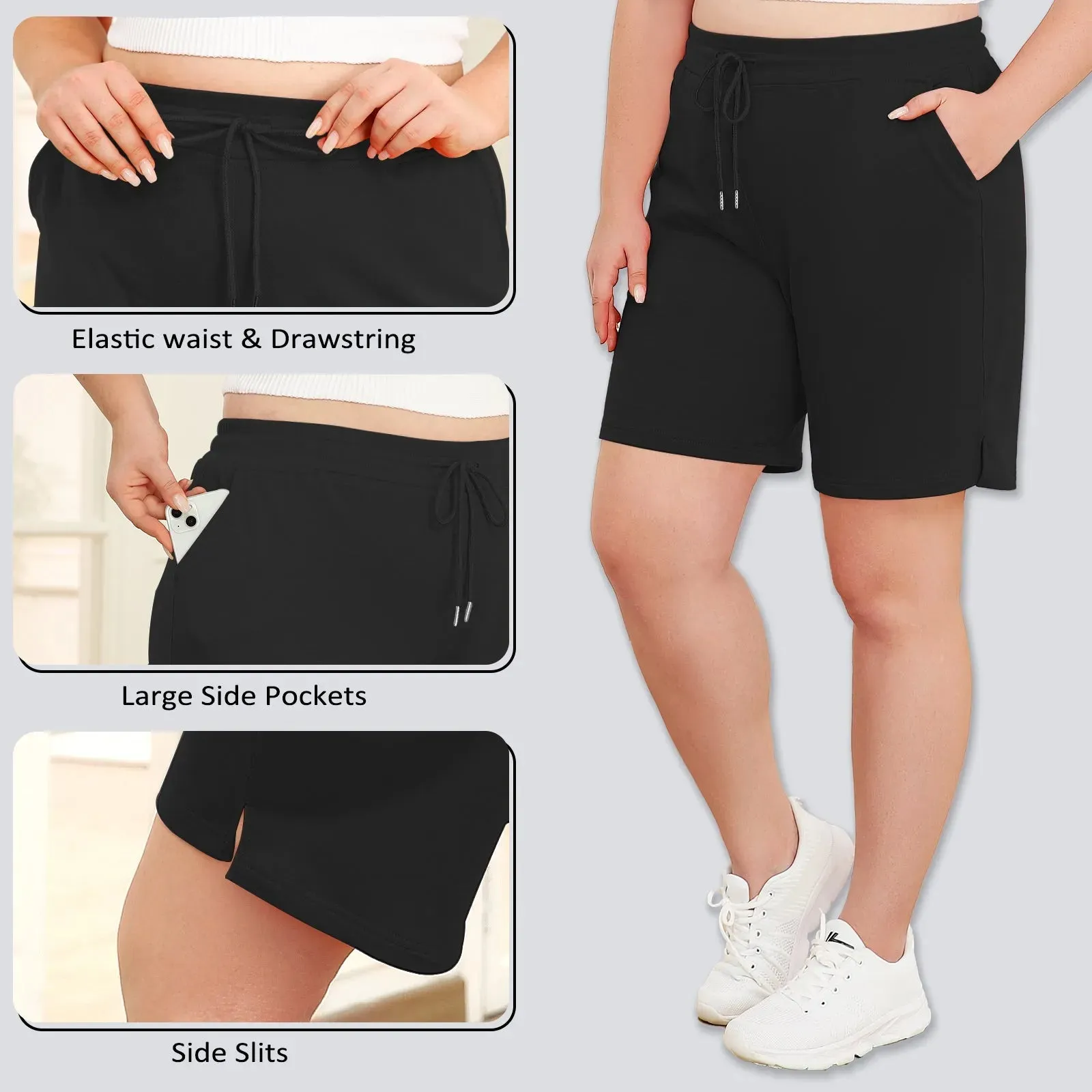 Pocket Solid Drawstring Elastic Sporty Short