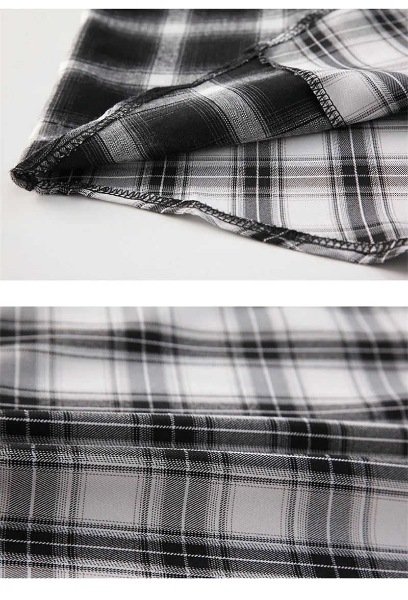 Pre Order:  Black and White Plaid Patchwork Shirt