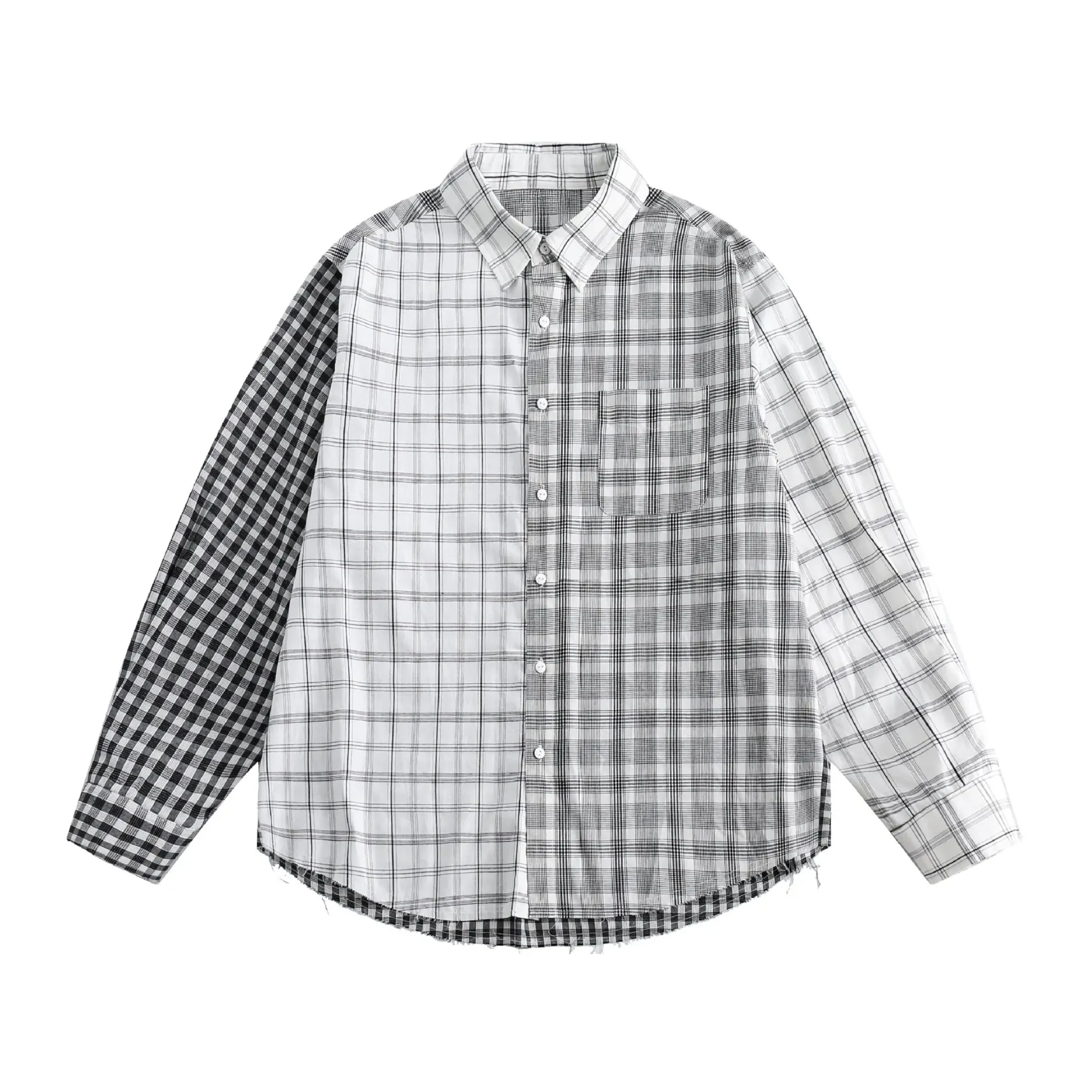 Pre Order:  Checked Plaid Patchwork Shirt