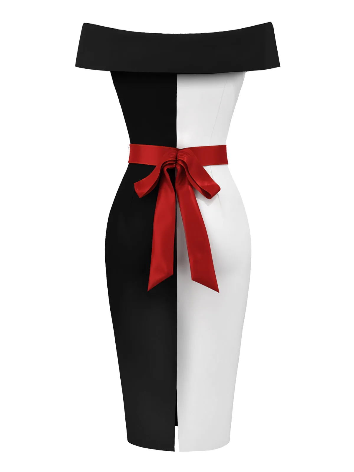 [Pre-Sale] Black 1960s Halloween Colorblock Pencil Dress