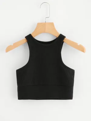 Rib Knit Racer Sports Bra