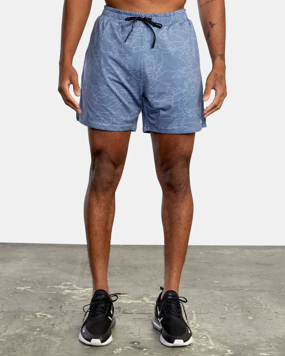 RVCA Sport Vent Elastic Running Shorts - Line Camo Blue Slate