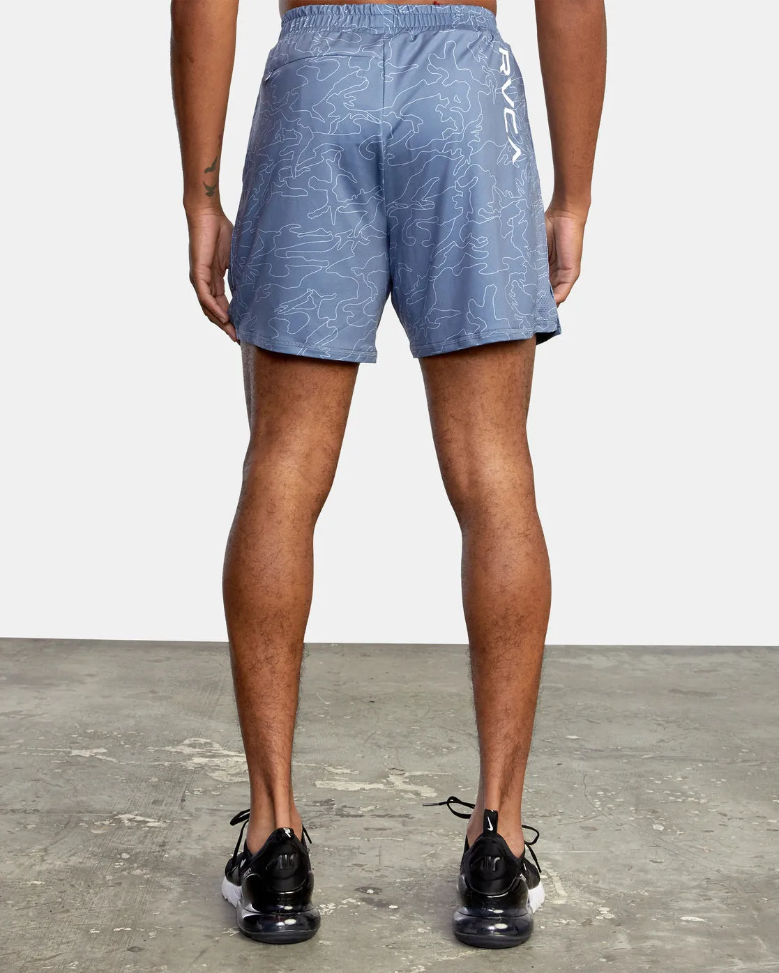 RVCA Sport Vent Elastic Running Shorts - Line Camo Blue Slate