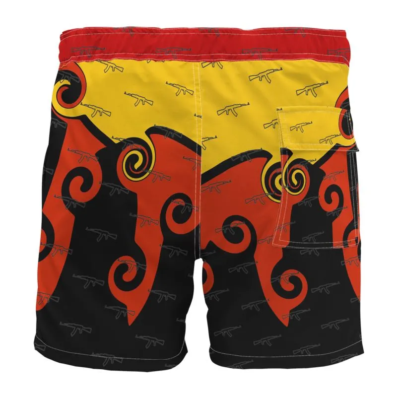 #s115 cnl Board Shorts gun print yello/red, blk