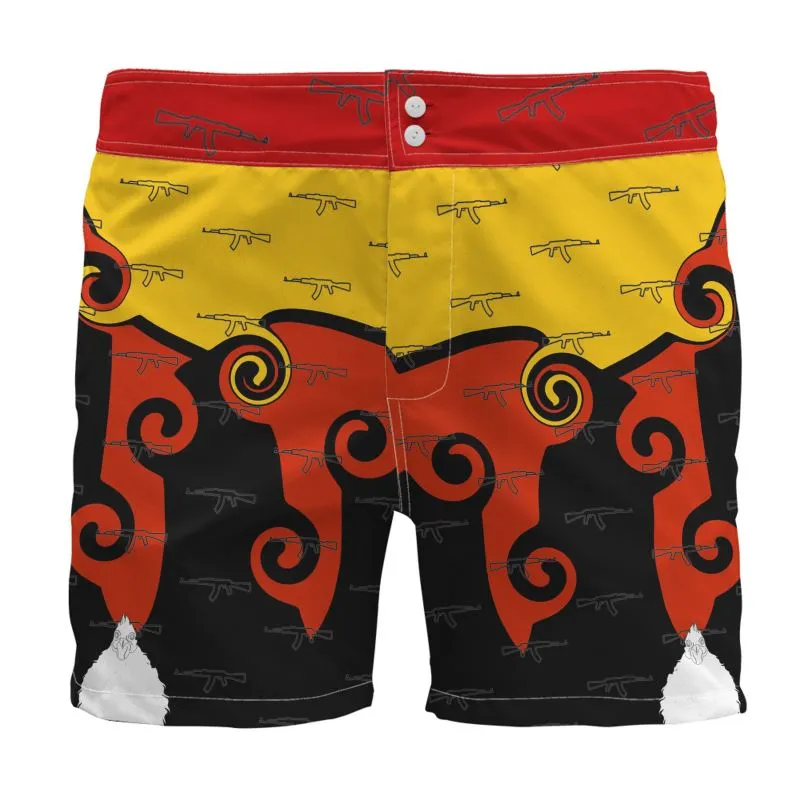 #s115 cnl Board Shorts gun print yello/red, blk