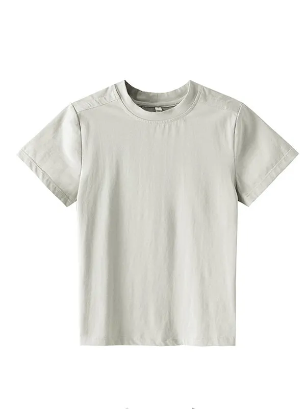 Simple Solid Color Round-Neck Short Sleeves T-Shirt Top