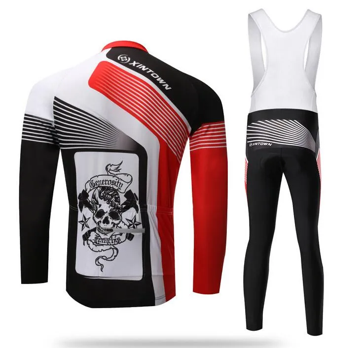 Skull Three Colors Patchwork Long Sleeve Cycling Jersey Set