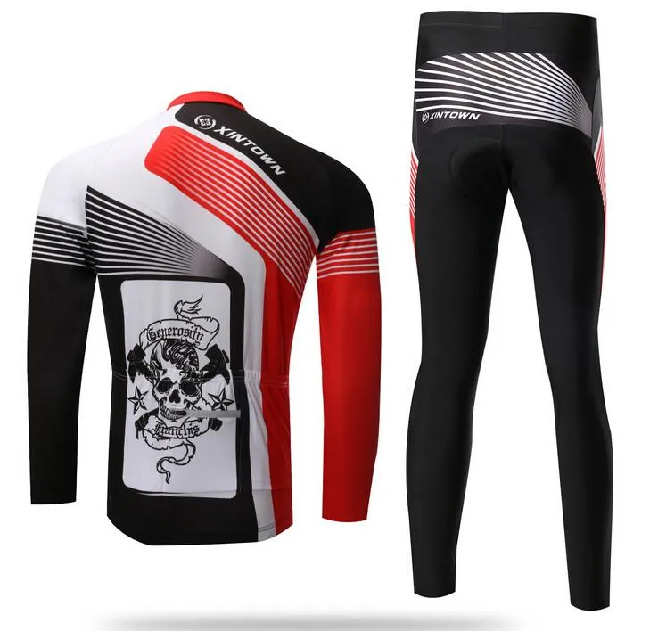 Skull Three Colors Patchwork Long Sleeve Cycling Jersey Set