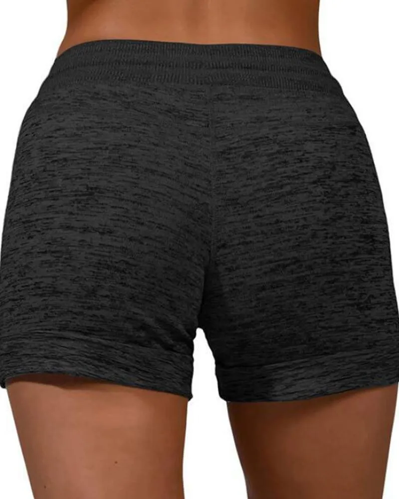 Solid Color Splicing Letter Drawstring Short Pants