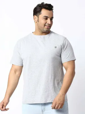 STONE GRAY ROUND NECK COTTON LYCRA TSHIRT PLUS SIZE