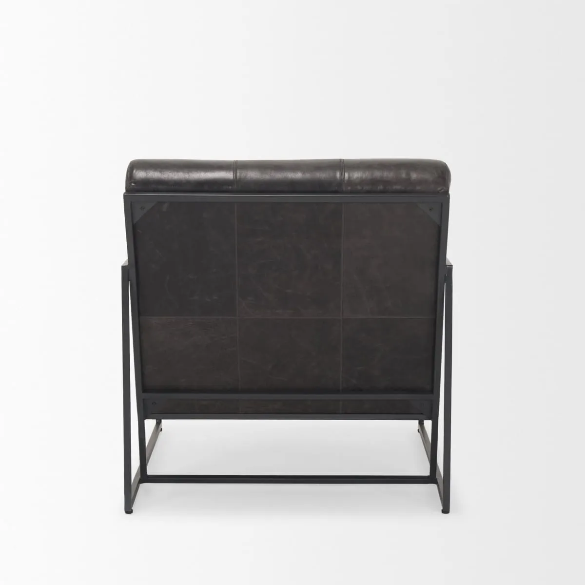 Stratton Accent Chair Gunmetal | Aged Black Leather