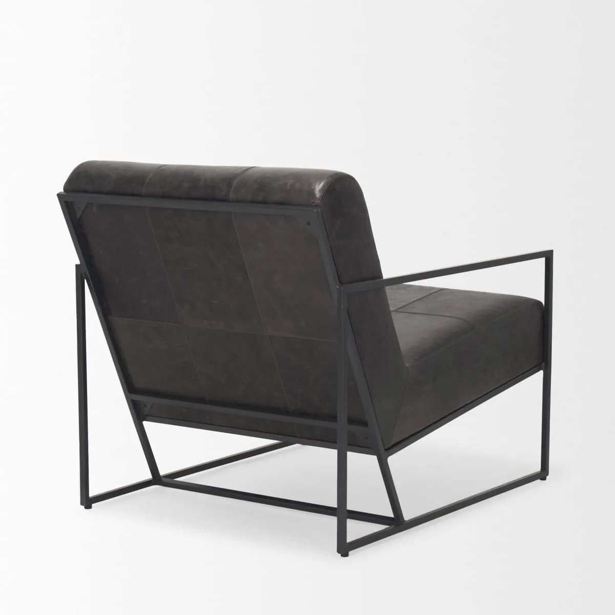 Stratton Accent Chair Gunmetal | Aged Black Leather