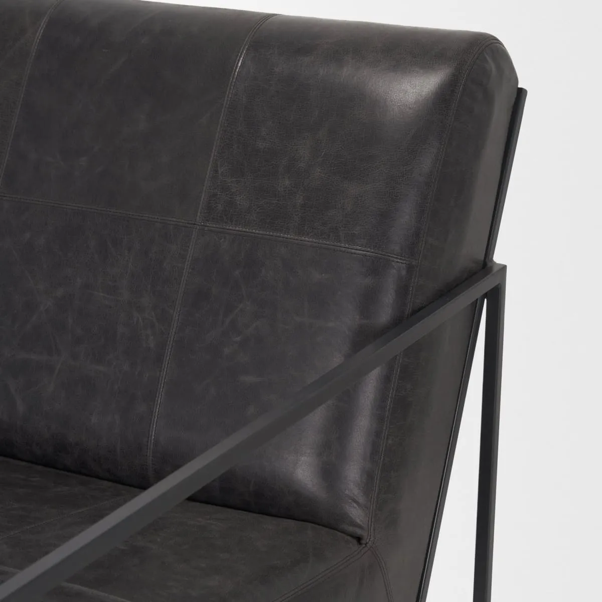 Stratton Accent Chair Gunmetal | Aged Black Leather