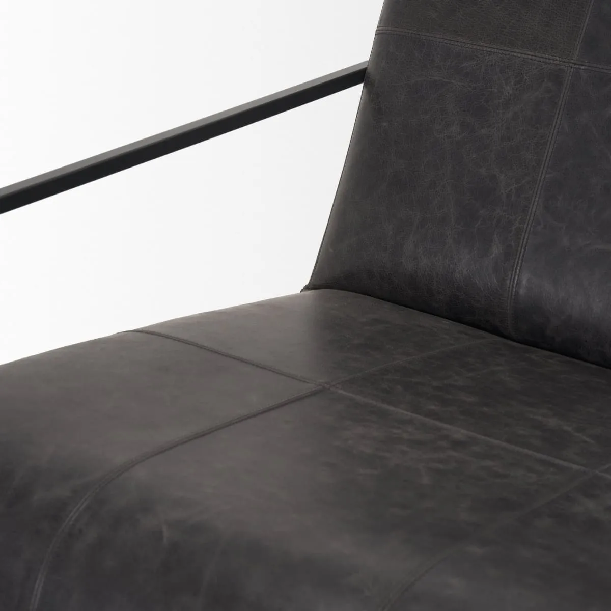 Stratton Accent Chair Gunmetal | Aged Black Leather